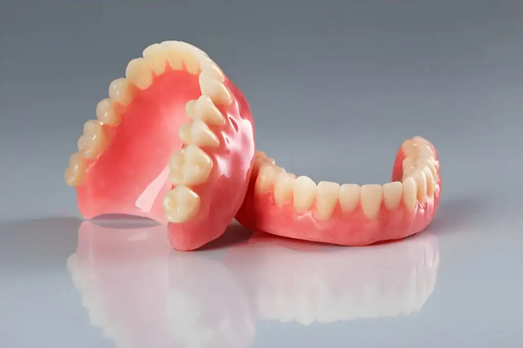 Removable complete denture for full mouth restoration.